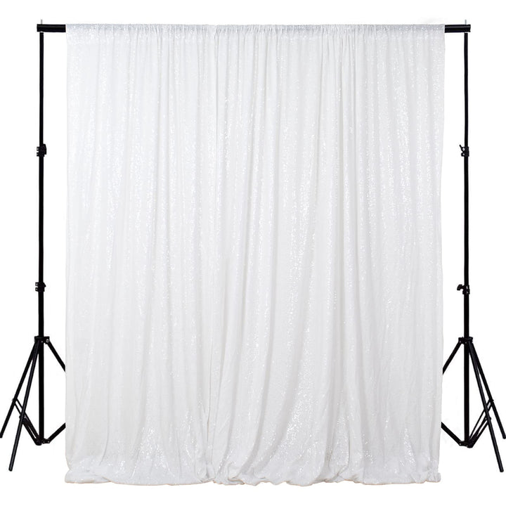 ShinyBeauty Sequin Backdrop, White, 4 ft x 6 ft