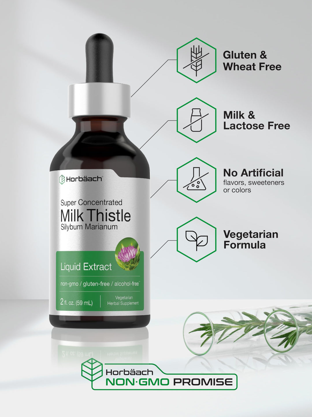 Horbäach Milk Thistle Extract Liquid, Alcohol Free, 60 ml