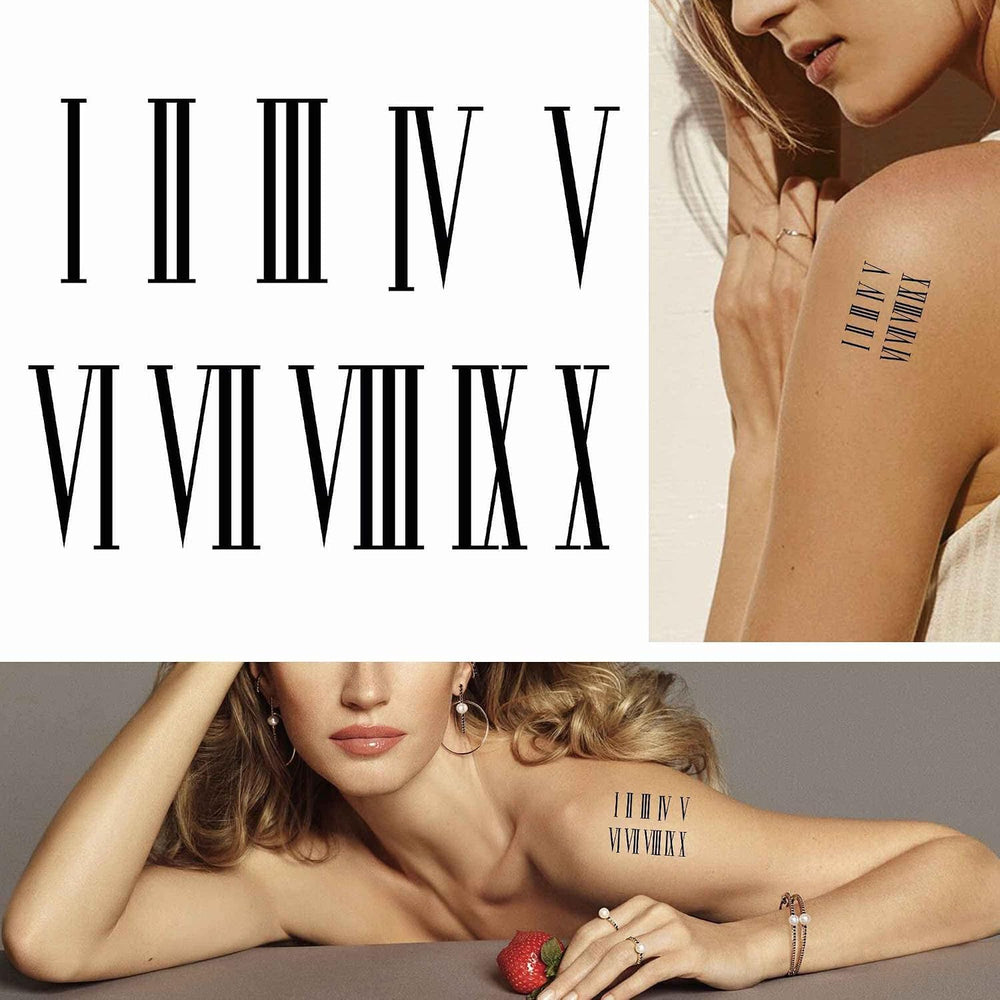 Dopetattoo Temporary Tattoo, Roman Numerals, 6 Count