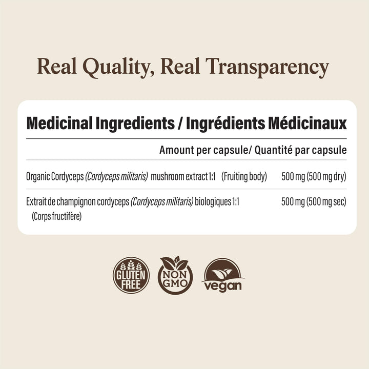 Real Mushrooms Cordyceps Capsules, 120 Count
