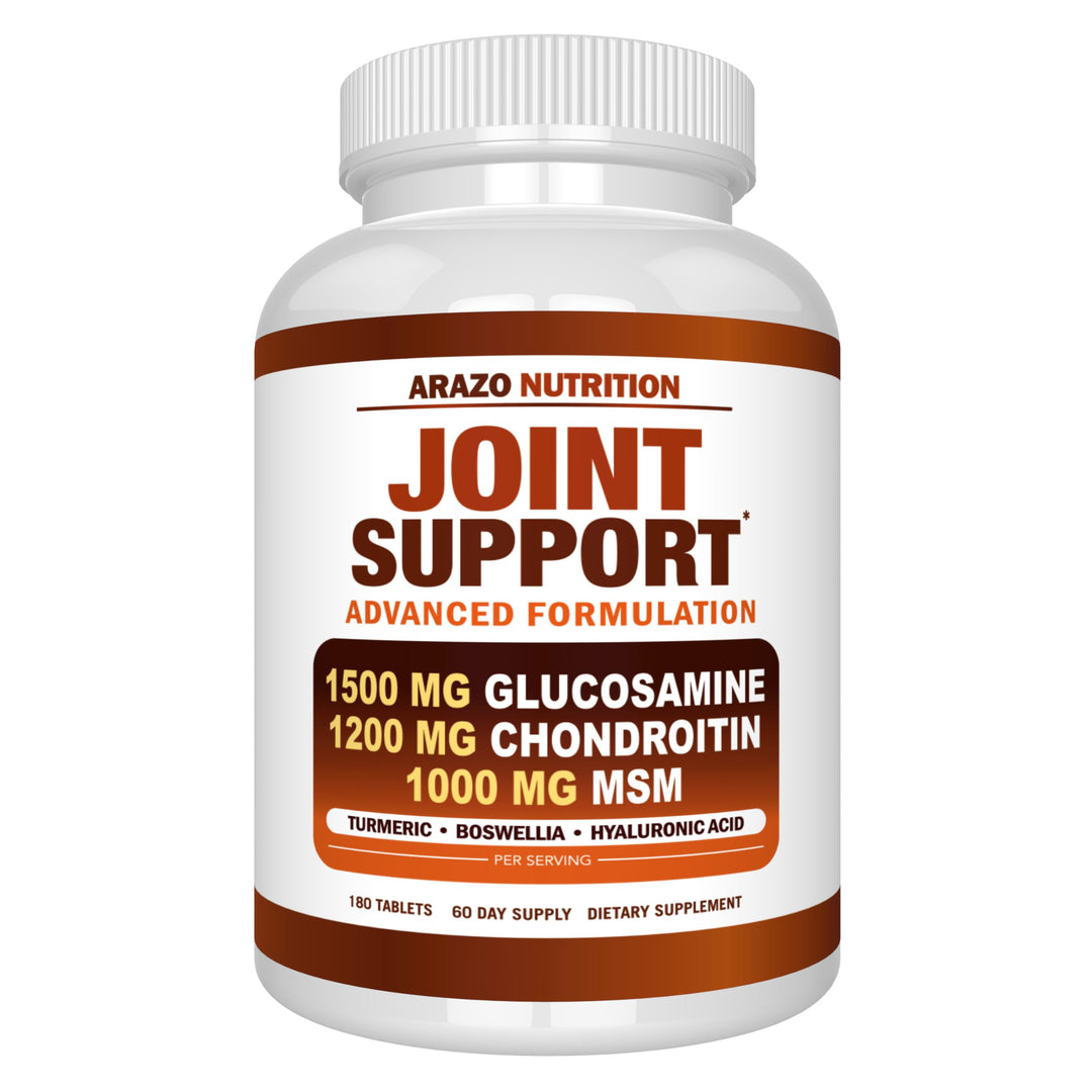 Arazo Nutrition Glucosamine Chondroitin Turmeric MSM Boswellia Joint Support Supplement, 180 Count