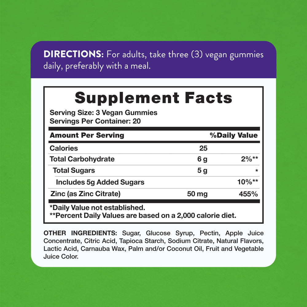 Nature's Truth Zinc Gummies, 50 mg, 60 Count