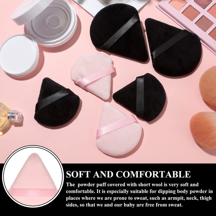Maitys Triangle Powder Puff, Black, Pink, 12 Count