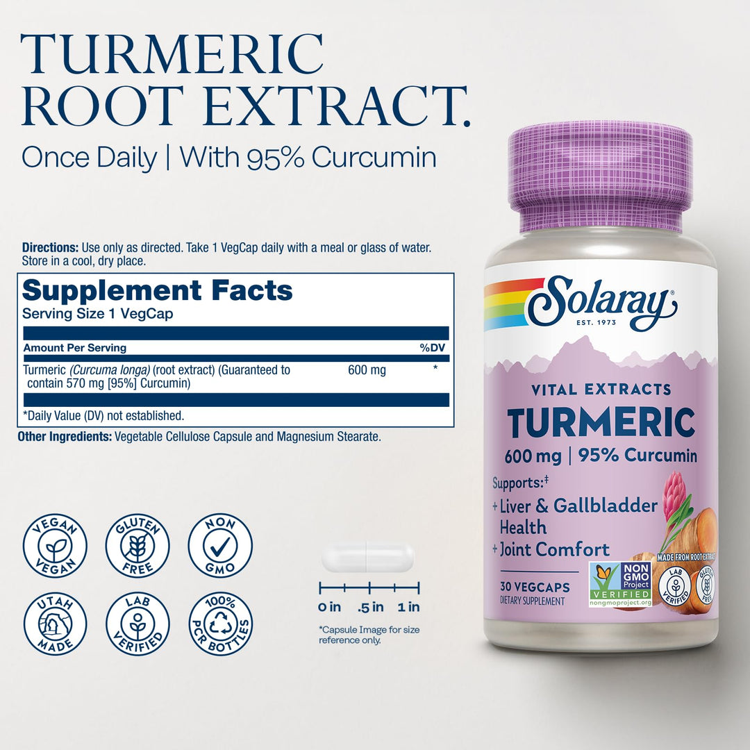 SOLARAY Turmeric Root Extract, 600 mg, 30 Count