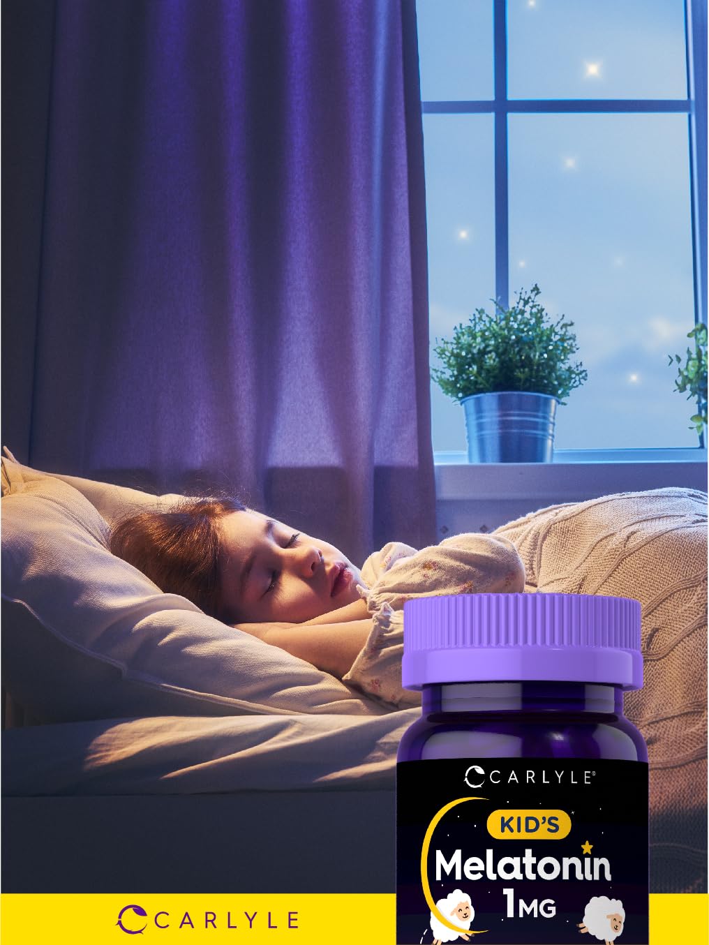 Carlyle Kids Melatonin, Fruit Flavor, 1 mg, 120 Count