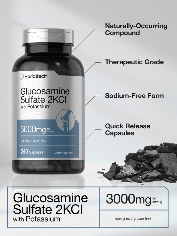 Horbäach Glucosamine Sulfate 2KCI, 3000 mg, 240 Count