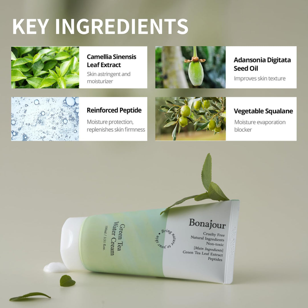 BONAJOUR Green Tea Face Moisturizing Cream, 3.38 fl oz