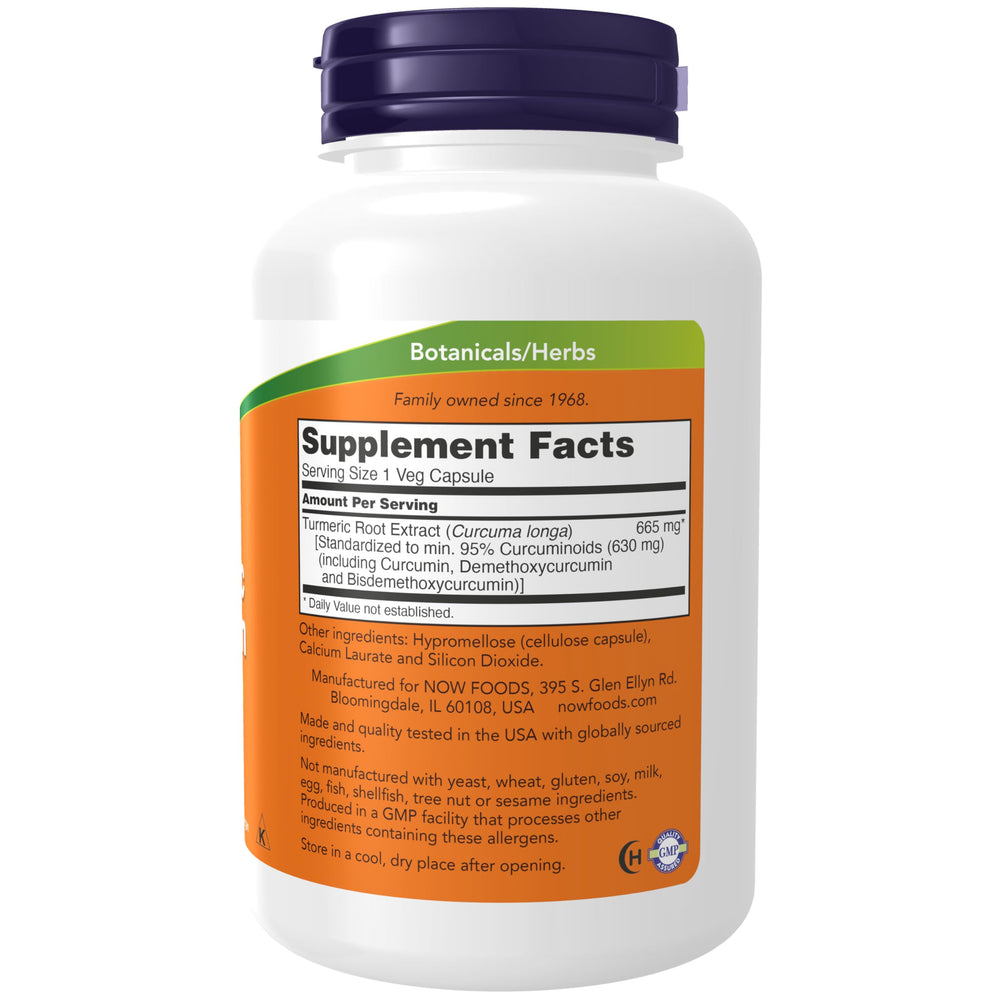 NOW Turmeric Curcumin Herbal Supplement, 120 Count