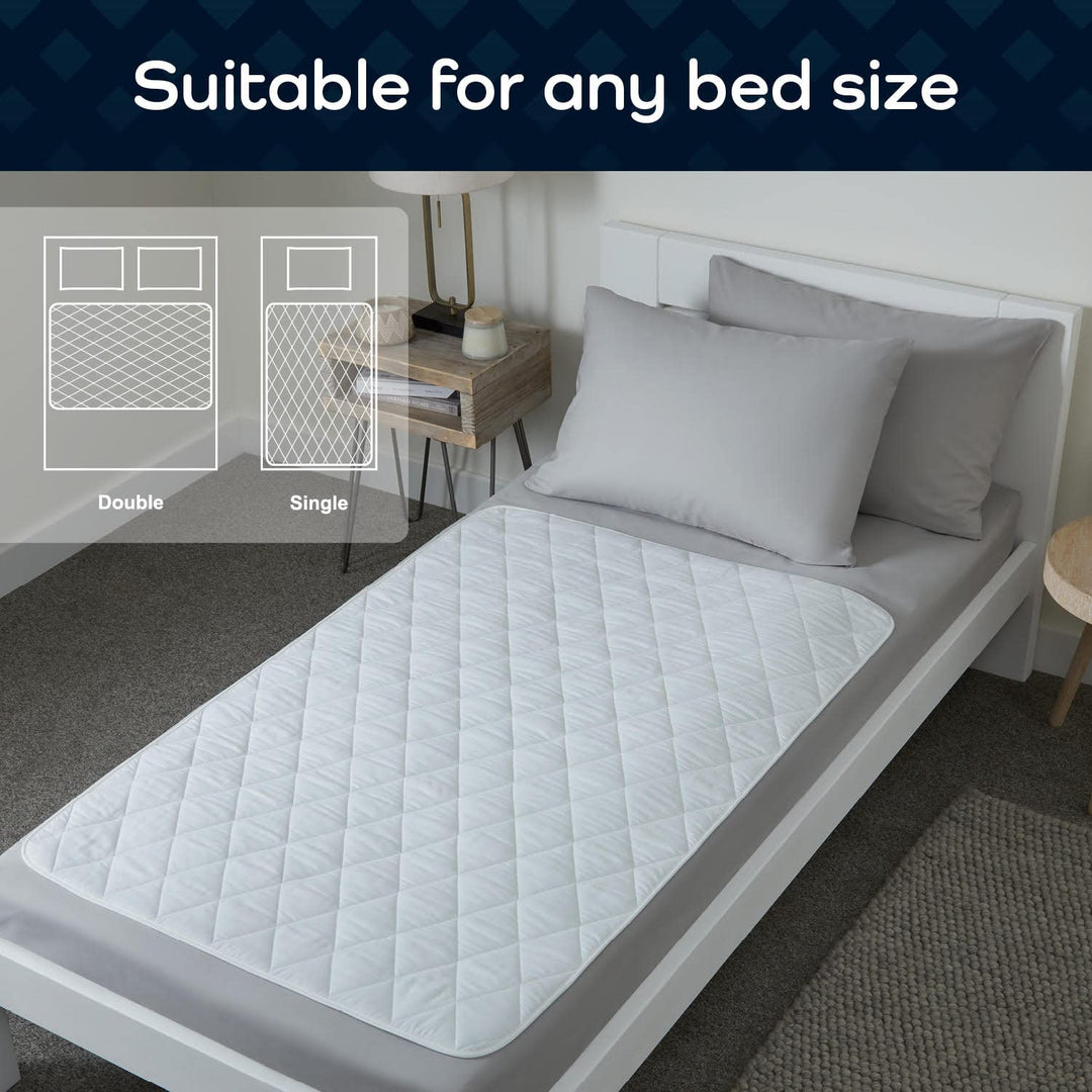 GuardedSleep Waterproof Bed Protector Pad, White, Double and Single