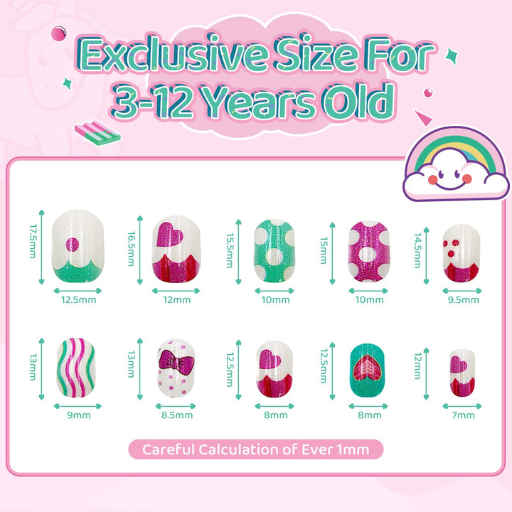 SeseBee Kids Press On Nails, Unicorn, 144 Count
