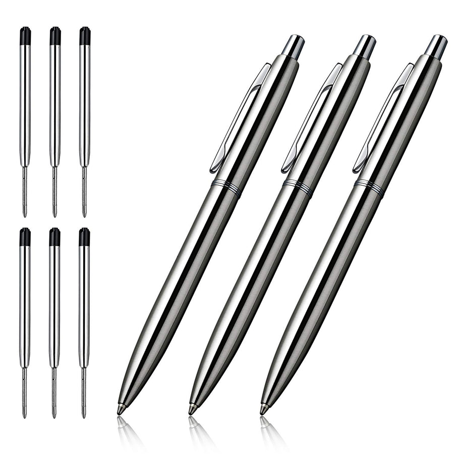 ChaoQ Retractable Metal Ballpoint Pens, 3 Count