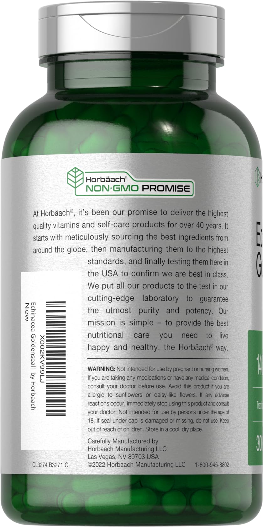 Horbäach Echinacea Goldenseal Supplement, 300 Count
