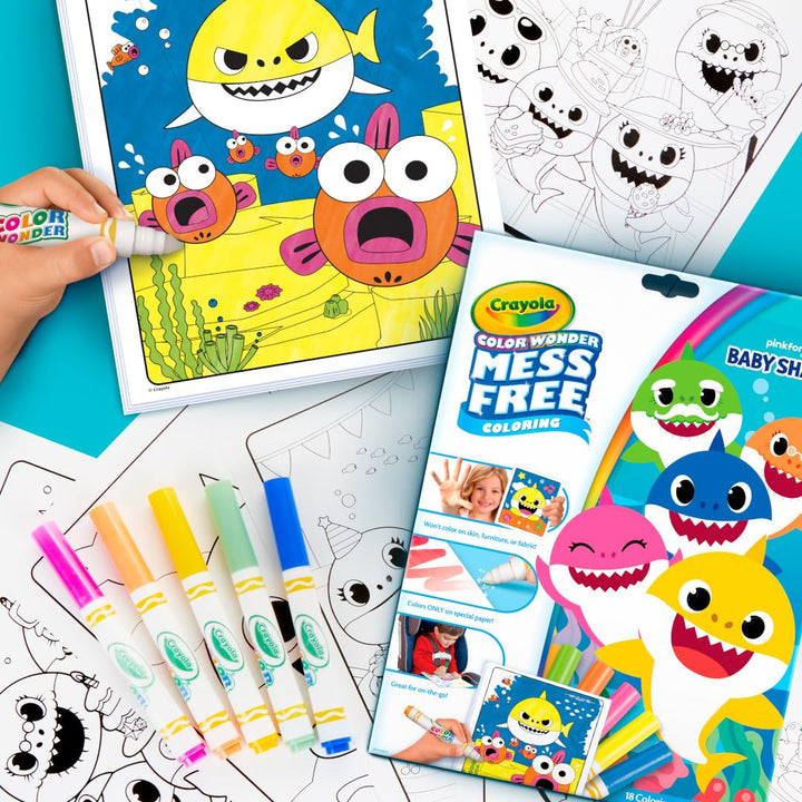 Crayola Baby Shark Color Wonder Pages, 3 Count