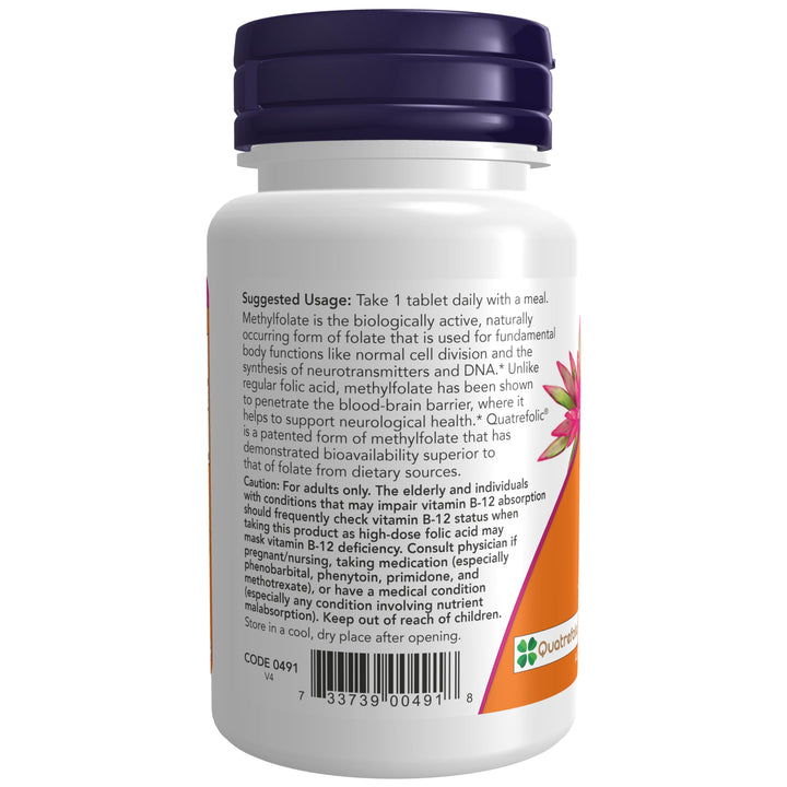 NOW Methyl Folate Tablets, 1000 mcg, 90 Count