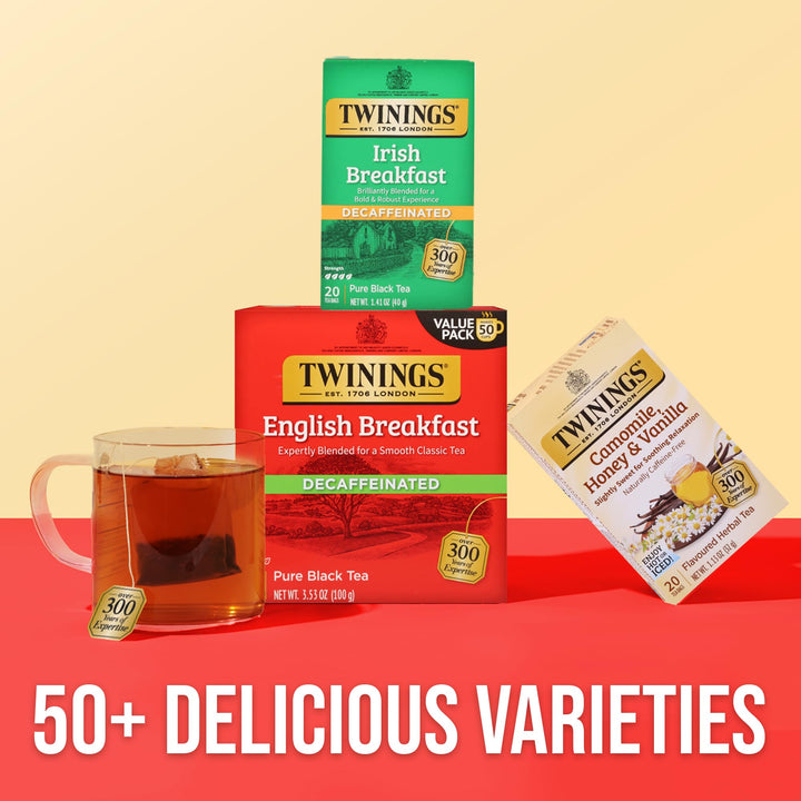 Twinings Decaffeinated Irish Breakfast Black Tea, 20 Count