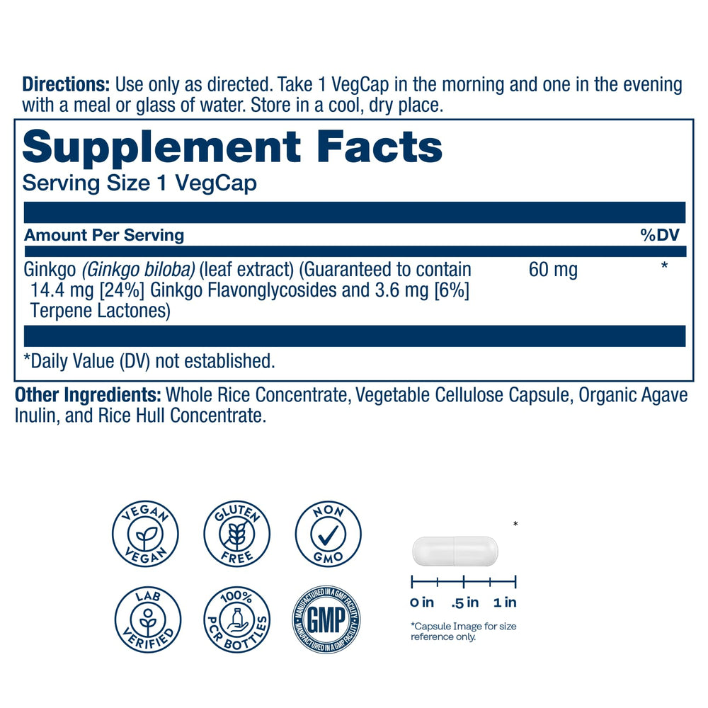 SOLARAY Ginkgo Biloba Extract Capsules, 60 Count