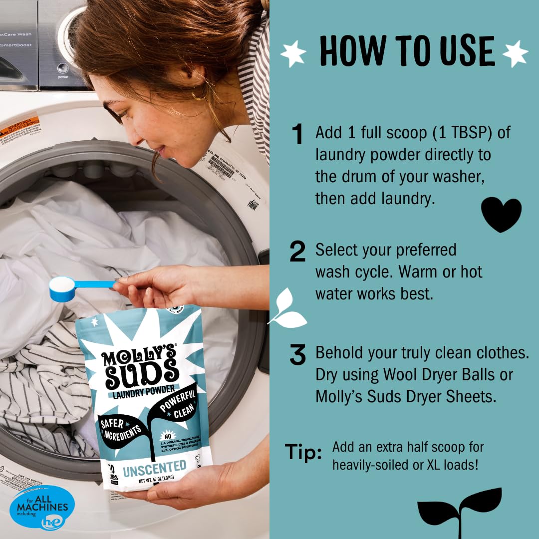Molly's Suds Original Laundry Detergent Powder, Unscented, 70 Loads