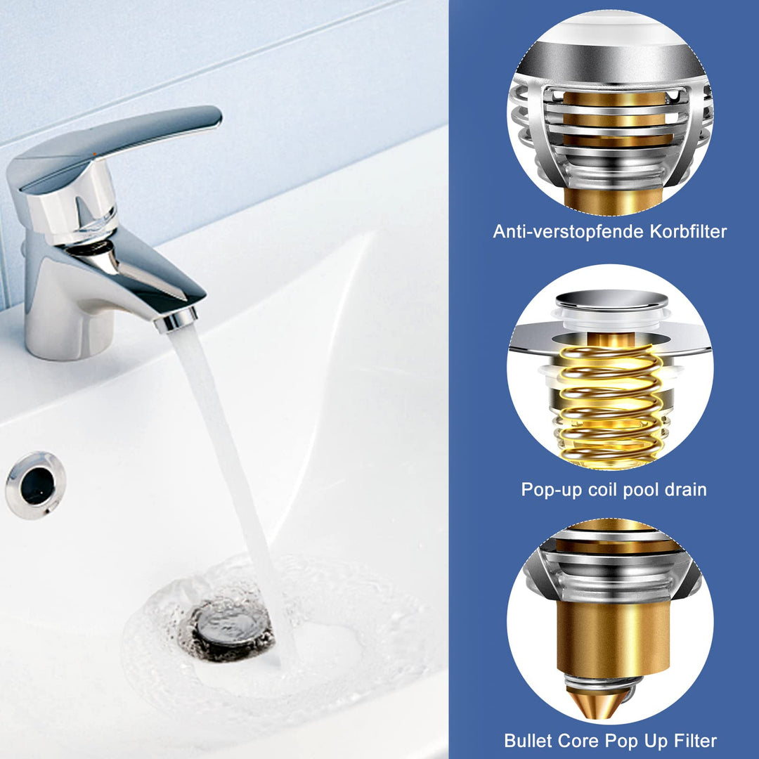 AURUZA Universal Bathroom Sink Stopper, 2 Count