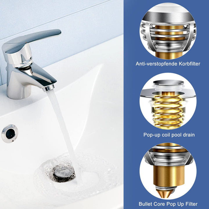 AURUZA Universal Bathroom Sink Stopper, 2 Count