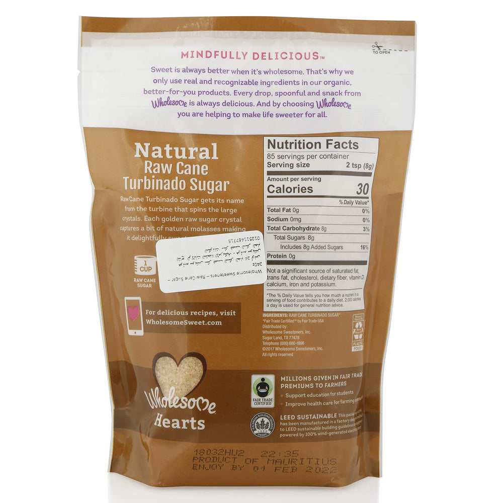 Wholesome Natural Raw Cane Turbinado Sugar, 680 g