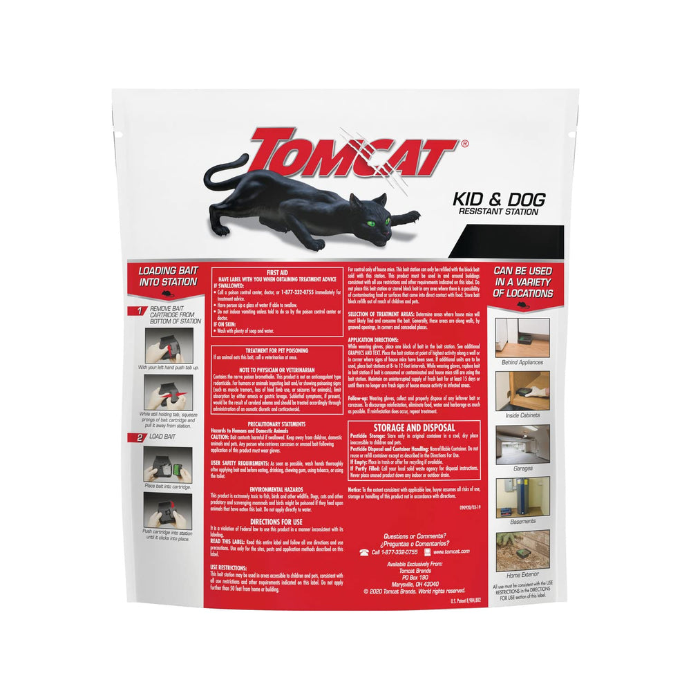 Tomcat Mouse Killer Child and Dog Resistant Refillable Station, 1 Station and 8 Bait Block Refills