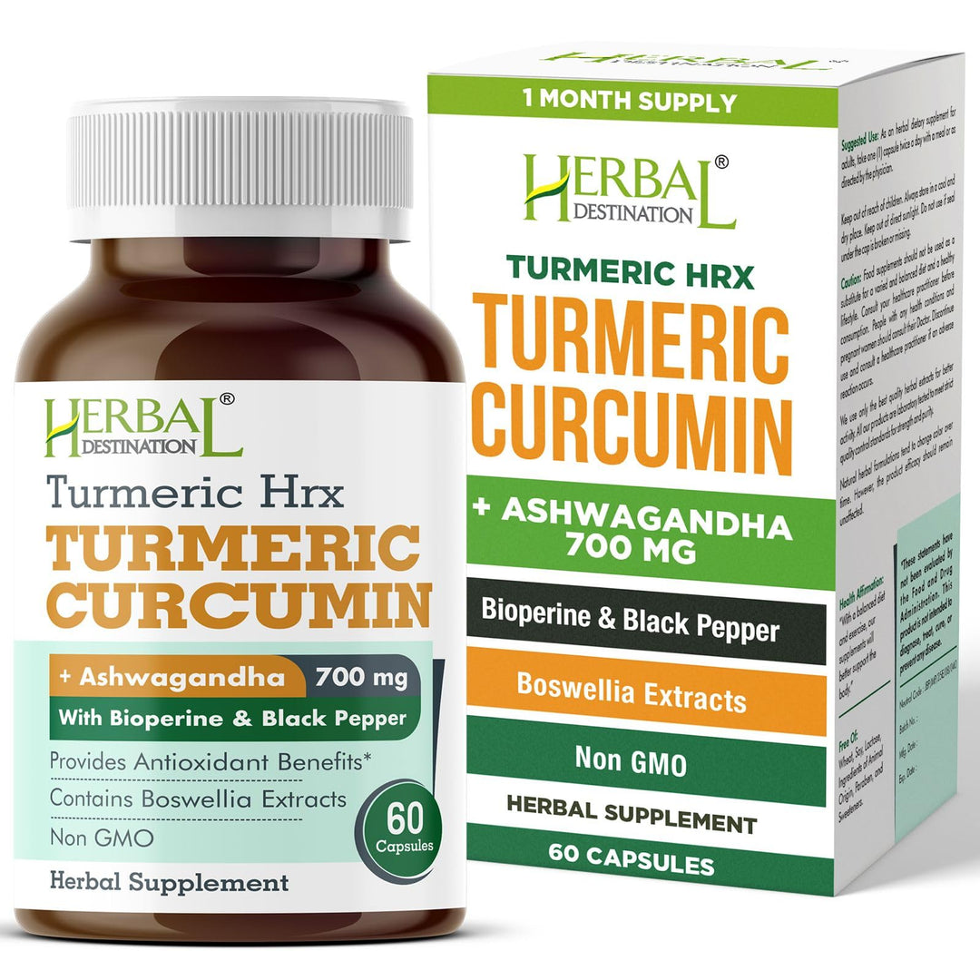 Herbal Destination Turmeric Curcumin With Boswellia & Ashwagandha, 60 Count