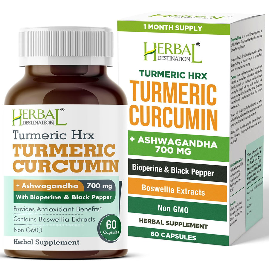 Herbal Destination Turmeric Curcumin With Boswellia & Ashwagandha, 60 Count