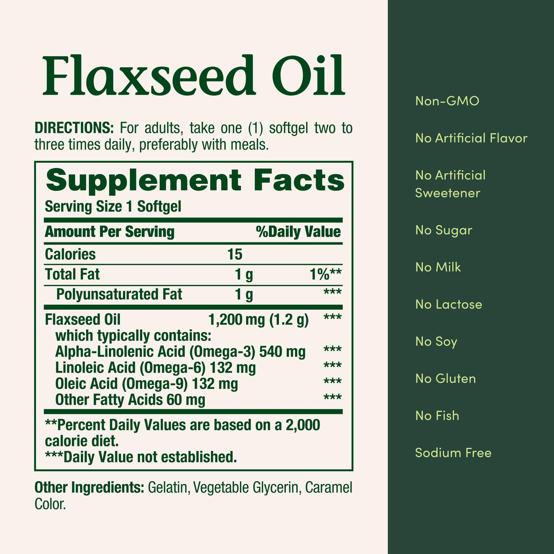 Nature's Bounty Flaxseed and Omega 3, 1200 mg, 125 Count