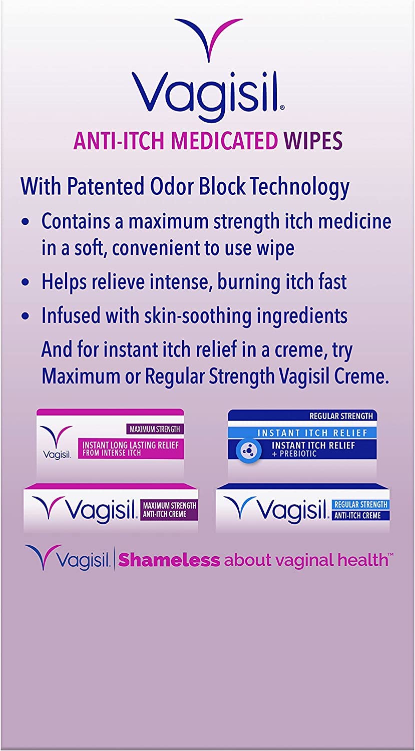 Vagisil Anti-Itch Maximum Strength Medicated Wipes, 12 Count