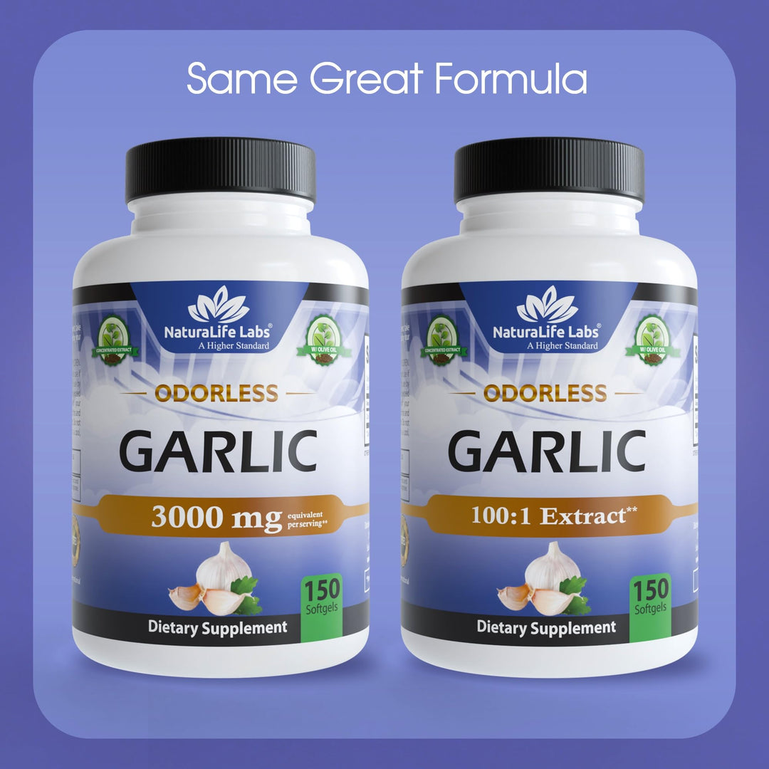 NaturaLife Labs Odorless Garlic Extract Softgels, 150 Count