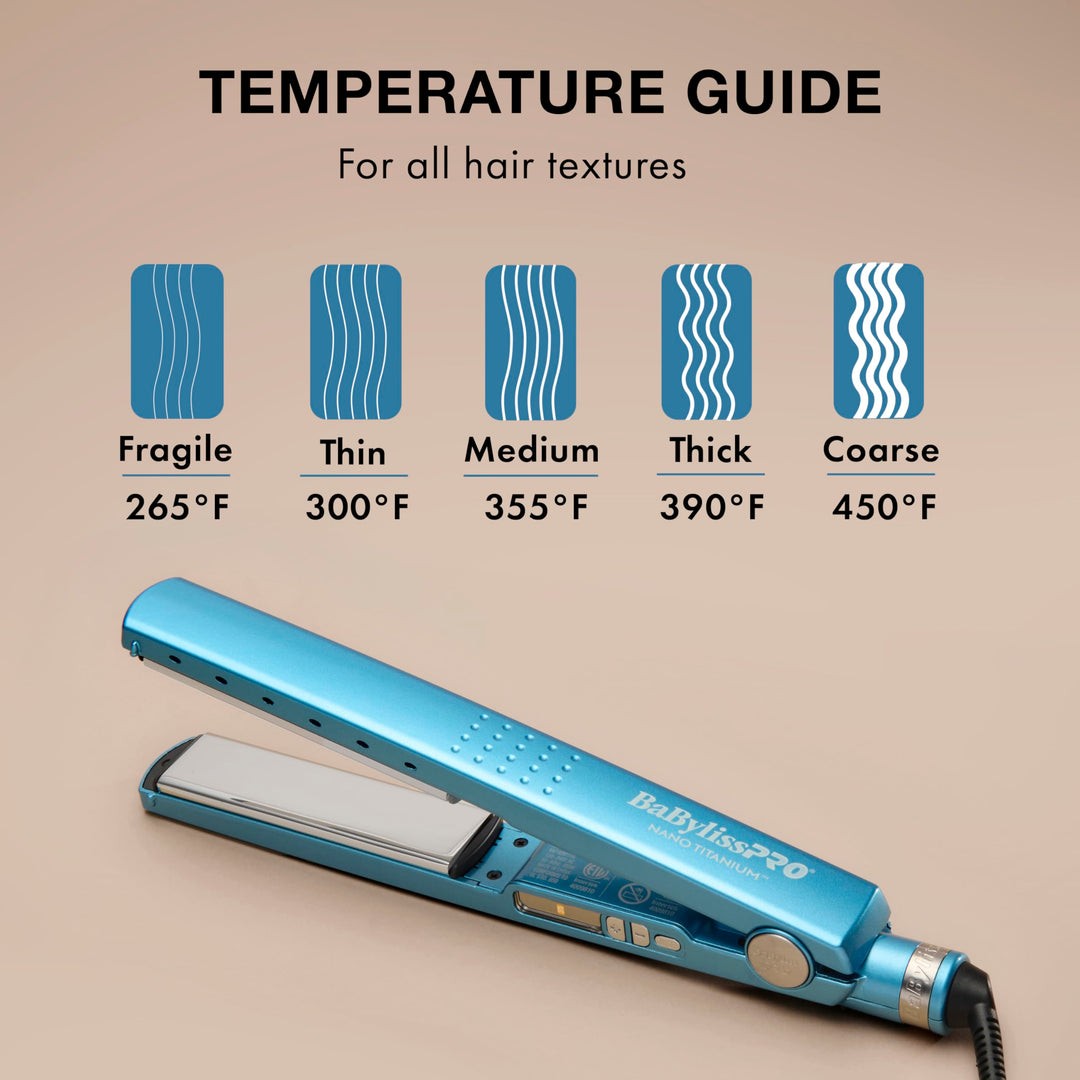 BaBylissPRO Nano Titanium Ionic Flat Iron Hair Straightener, 1/4 in
