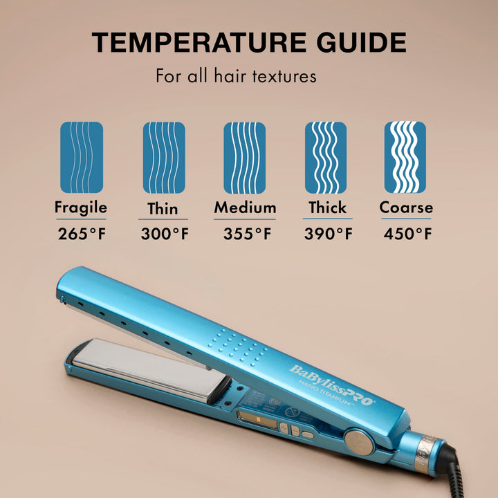 BaBylissPRO Nano Titanium Ionic Flat Iron Hair Straightener, 1/4 in