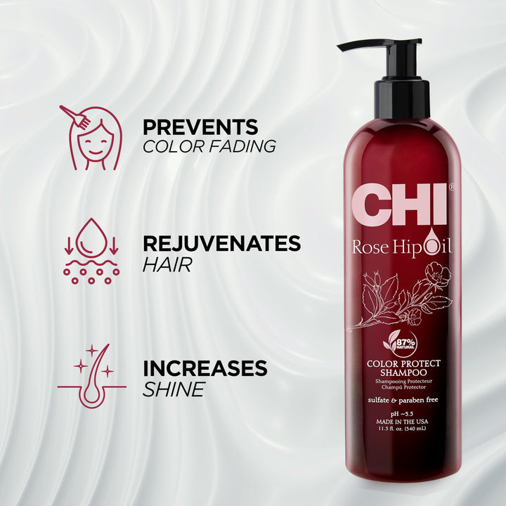CHI Rosehip Oil Protecting Shampoo, 11.5 fl oz