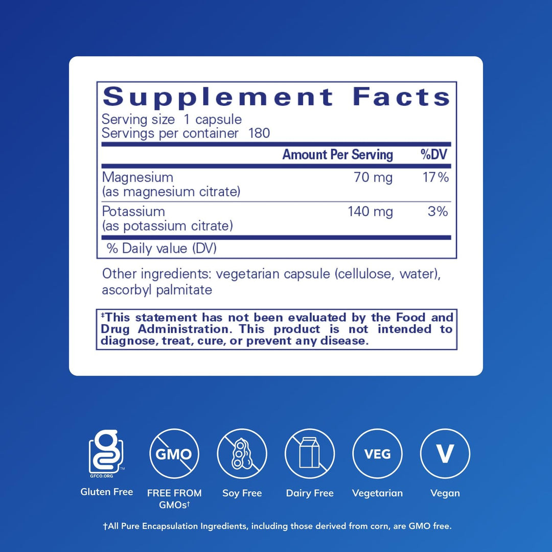 Pure Encapsulations Potassium Magnesium Citrate, 180 Count