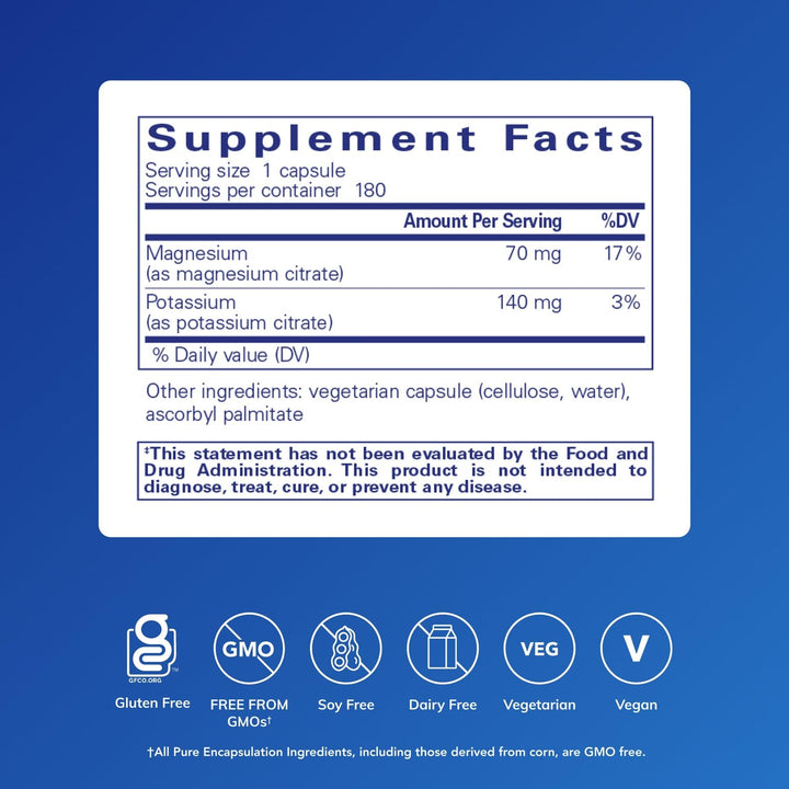 Pure Encapsulations Potassium Magnesium Citrate, 180 Count