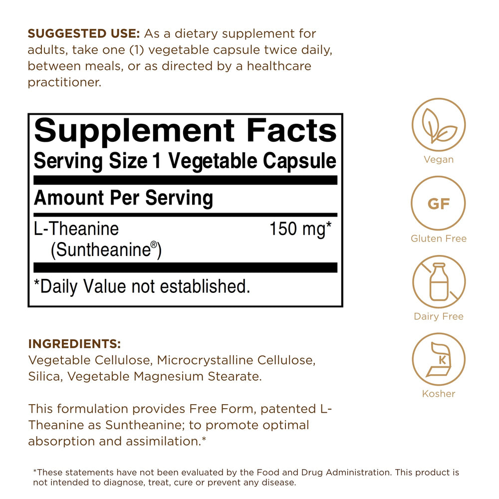 Solgar L-Theanine Capsules, 150 mg, 60 Count