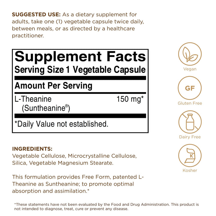 Solgar L-Theanine Capsules, 150 mg, 60 Count