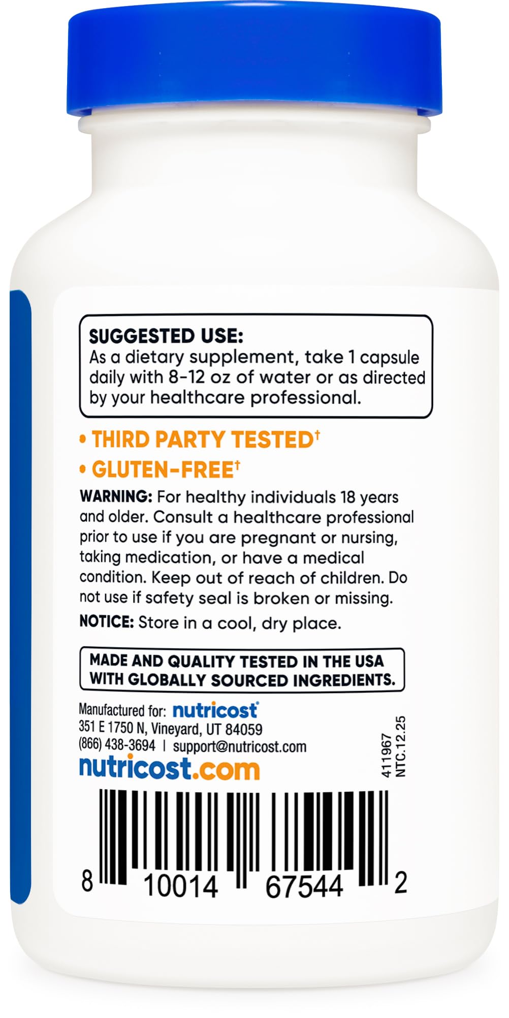 Nutricost Vitamin B2 Riboflavin, 400 mg, 120 Count