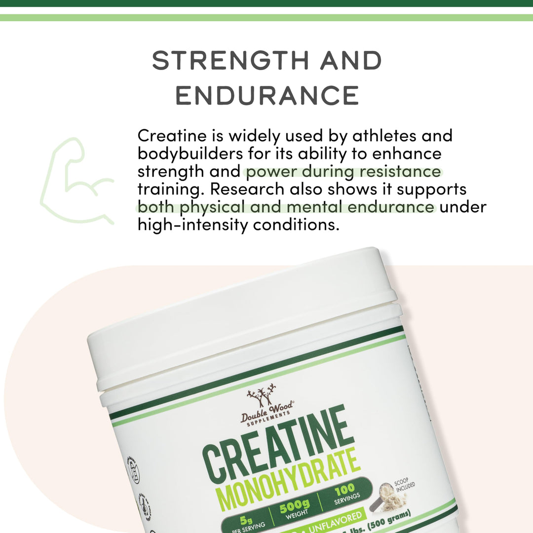 Double Wood Supplements Creatine Monohydrate Powder, 1.1 lb