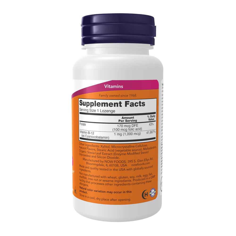 NOW Vitamin B-12 1000 mcg with Folic Acid, 250 Count
