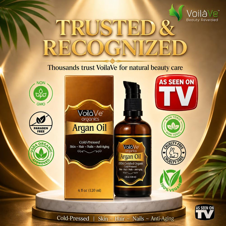 VoilaVe Organic Moroccan Argan Oil, 4 fl oz