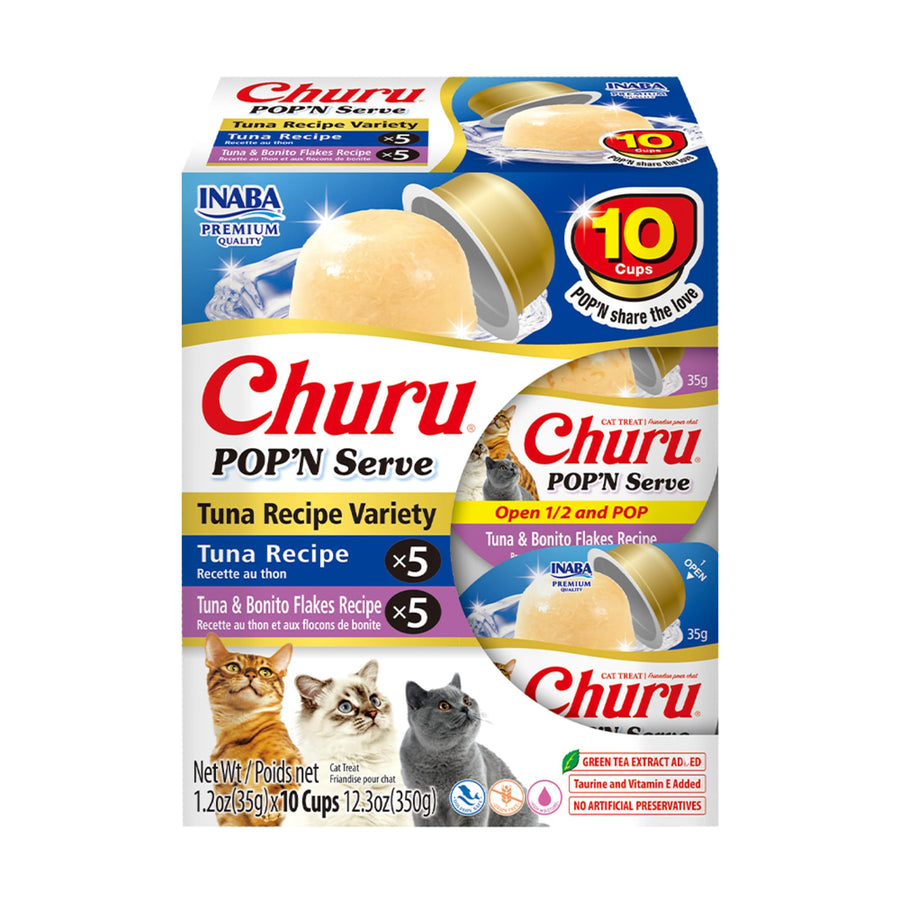 INABA Churu Pop'n Serve Lickable Cat Treats, Tuna Variety, 10 Count