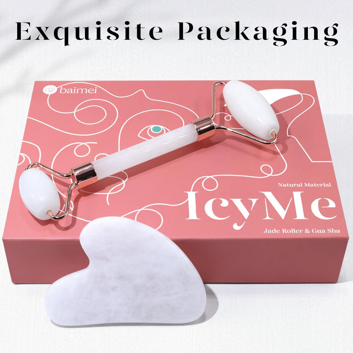 BAIMEI IcyMe Jade Roller and Gua Sha Facial Tool Set
