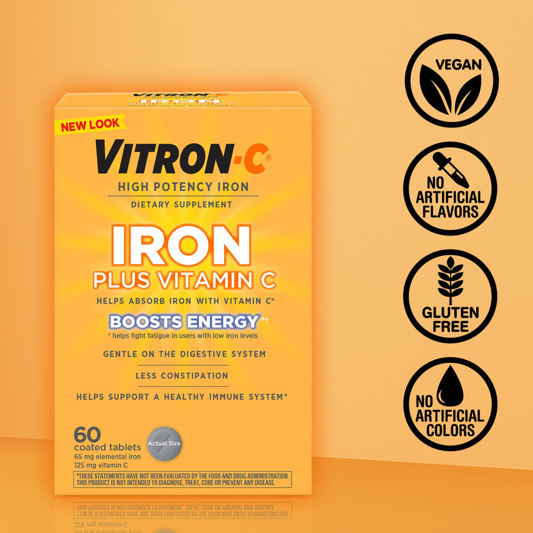 Vitron-C Iron Supplement Plus Vitamin C, 60 Count