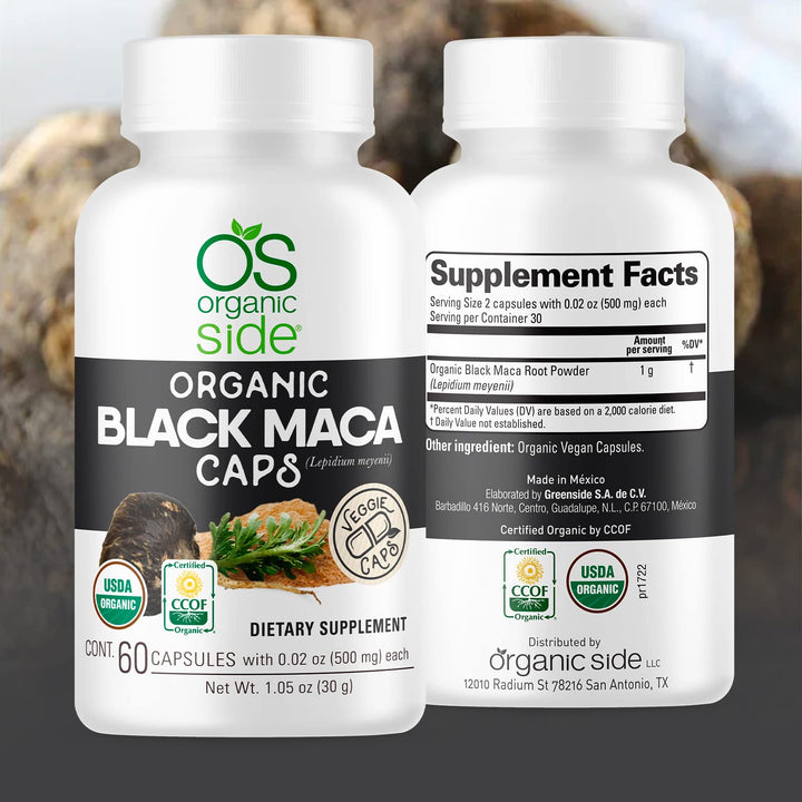 OS Organic Side Black Maca Capsules, 60 Count