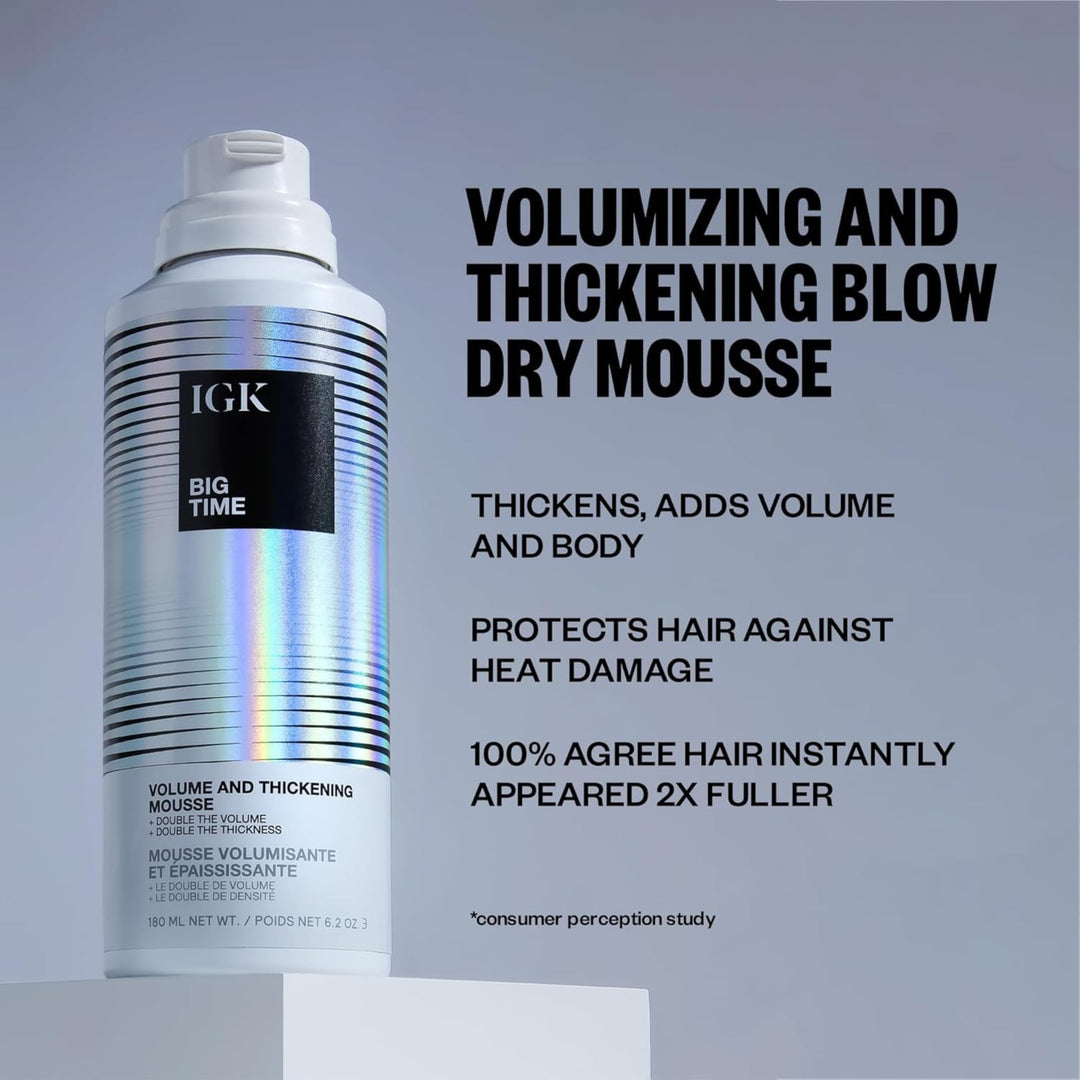 IGK Big Time Volume Thickening Mousse, 6.2 oz