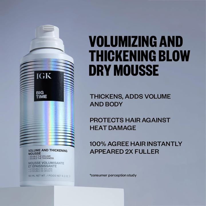 IGK Big Time Volume Thickening Mousse, 6.2 oz
