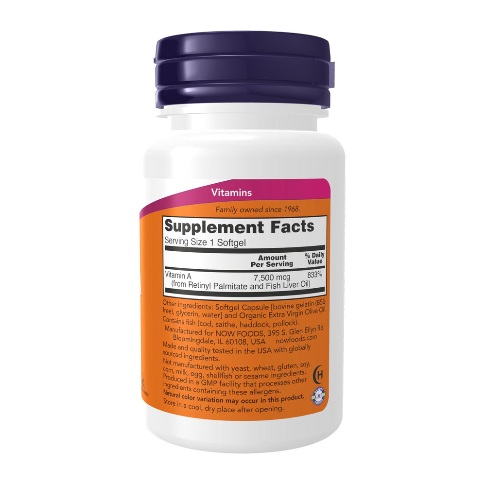 NOW Vitamin A 25000 IU, 100 Count