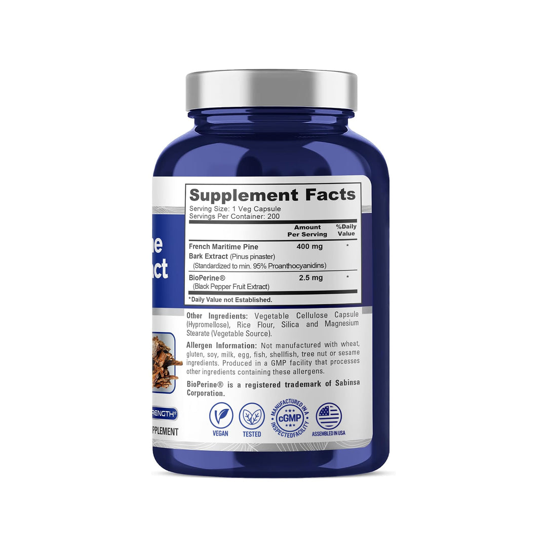 NusaPure French Maritime Pine Bark Extract, 400 mg, 200 Count