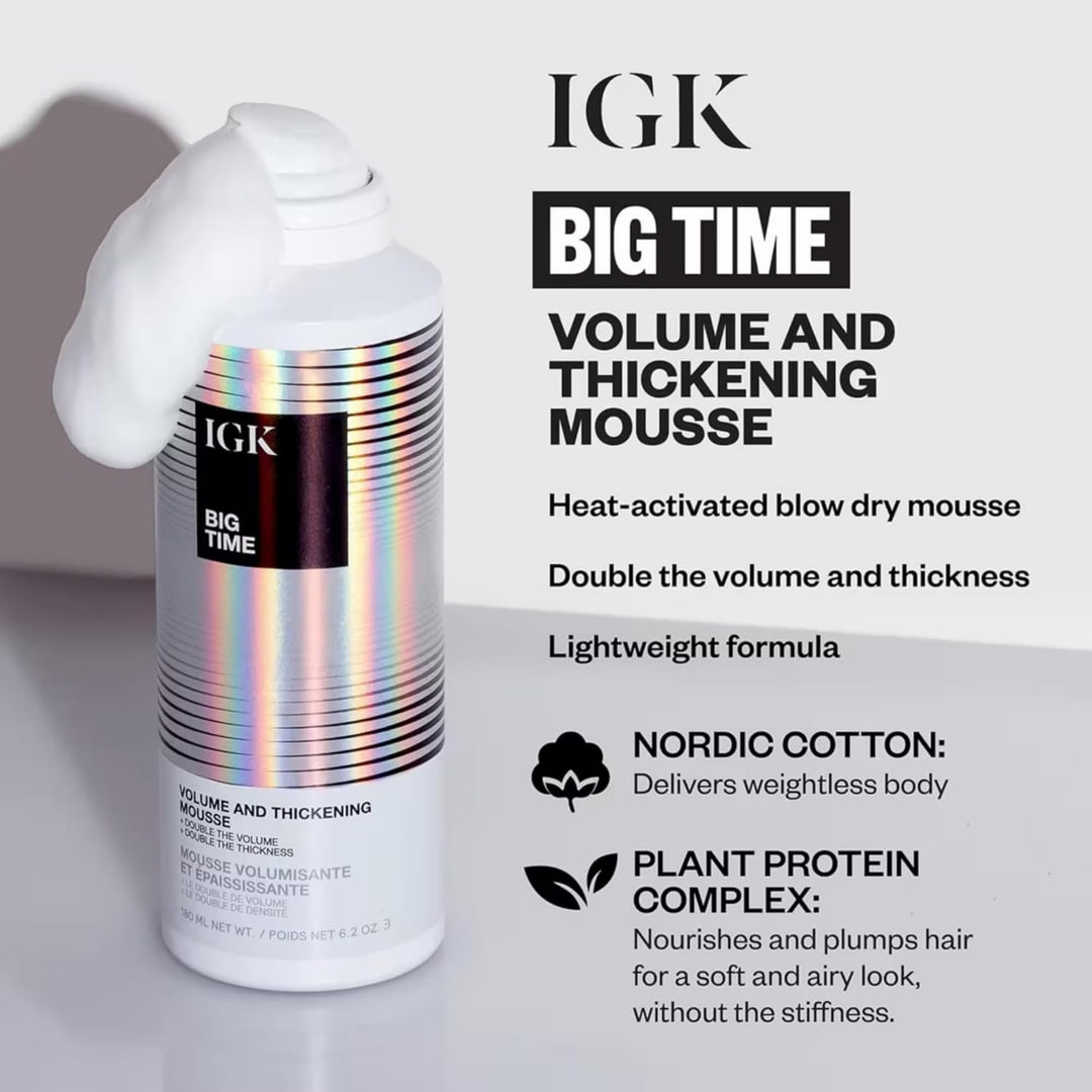 IGK Big Time Volume Thickening Mousse, 6.2 oz